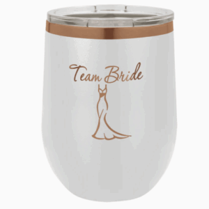 11 oz. White/Rose Gold ION-Plated Stemless Wine Tumbler with Lid